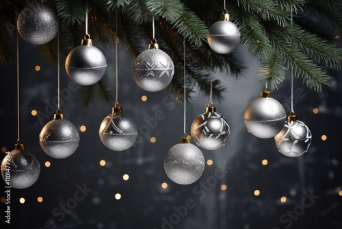 Obraz na płótnie Beautiful and Elegant Christmas Ornaments and Festive Decorations on a Dark Background w salonie
