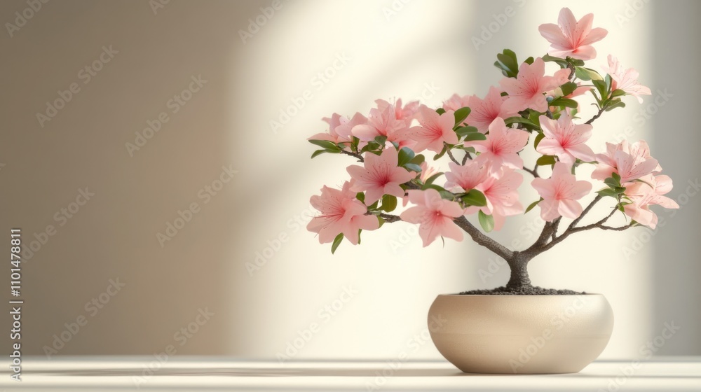 Serene Pink Azalea Bonsai in Soft Sunlight Serene Pink Azalea Bonsai in Soft Sunlight
