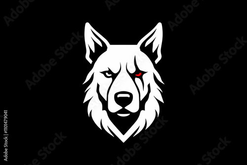 Angry Dog head vector silhouettes illustration design, isolated white background. Logo type, Tee shirt, statue design illustration vector.