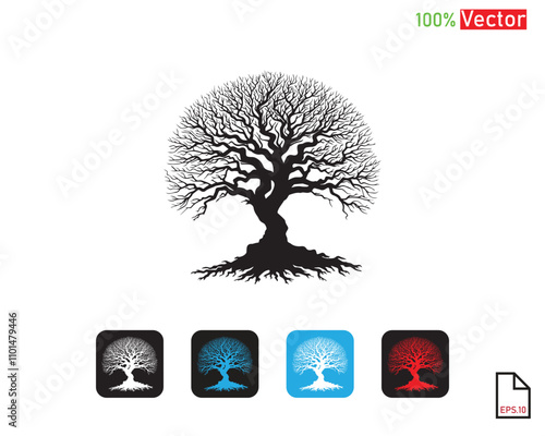 Family tree with roots vector large tree with roots in circular shape