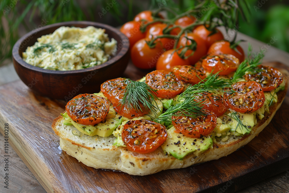 Gourmet Croque Monsieur with Avocado and Cherry Tomatoes Gourmet Croque Monsieur with Avocado and Cherry Tomatoes