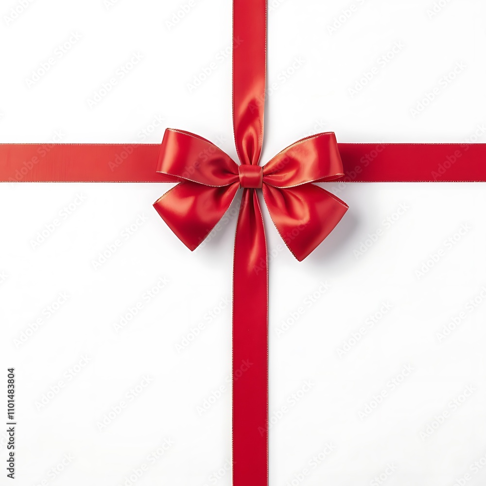 Luxury Red Ribbon with Bow on White Background Luxury Red Ribbon with Bow on White Background