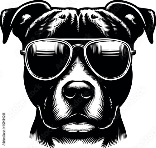 Staffordshire Bull Terrier Vector Black Silhouette Cricut Design for T-Shirt