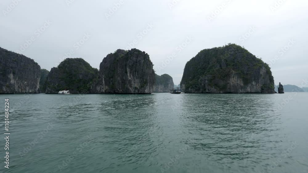 Vietnam 4K Halong Bay boat mountains Ha Long Vietnam 4K Halong Bay boat mountains Ha Long