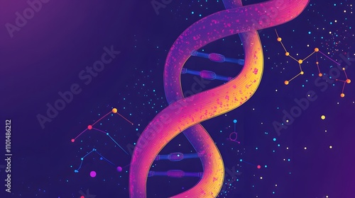 Abstract Representation Of A DNA Helix With Colorful Particles