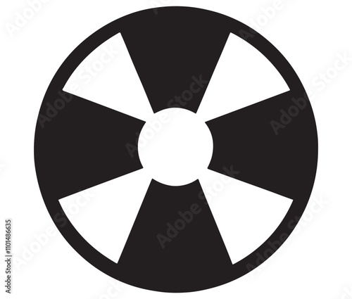 Silhouette radiation symbol on white background, nuclear power button icon