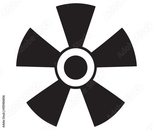 Silhouette radiation symbol on white background, nuclear power button icon