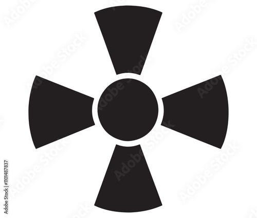 Silhouette radiation symbol on white background, nuclear power button icon
