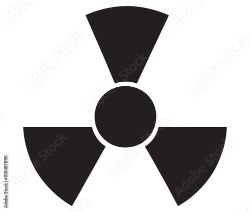 Silhouette radiation symbol on white background, nuclear power button icon