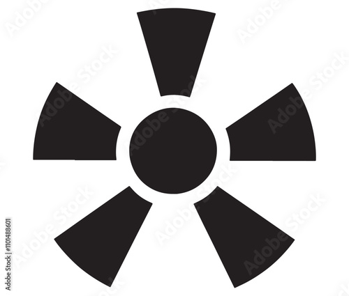 Silhouette radiation symbol on white background, nuclear power button icon