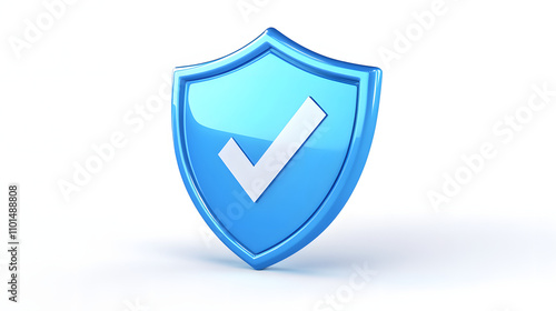 Free Download cartoon 3d Icon safety shield check mark perspective . Blue symbol security safety icon. Checkmark in minimalistic style. 3d vector illustration. white background	 - GFXLoad