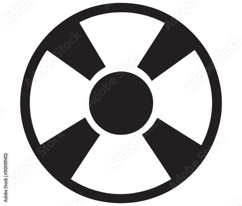 Silhouette radiation symbol on white background, nuclear power button icon