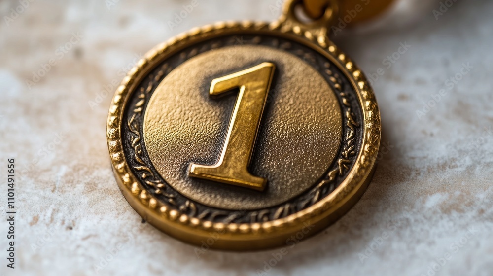 Medal on a ribbon for first place on a white background. Medal for sports competitions. Copy space
Medal on a ribbon for first place on a white background. Medal for sports competitions. Copy space