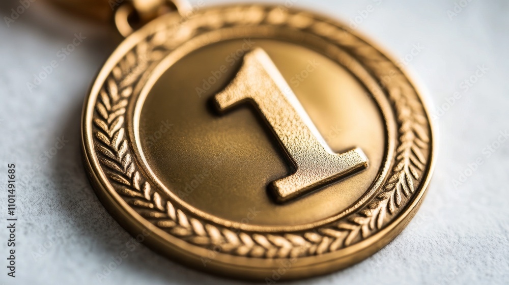 Medal on a ribbon for first place on a white background. Medal for sports competitions. Copy space
Medal on a ribbon for first place on a white background. Medal for sports competitions. Copy space