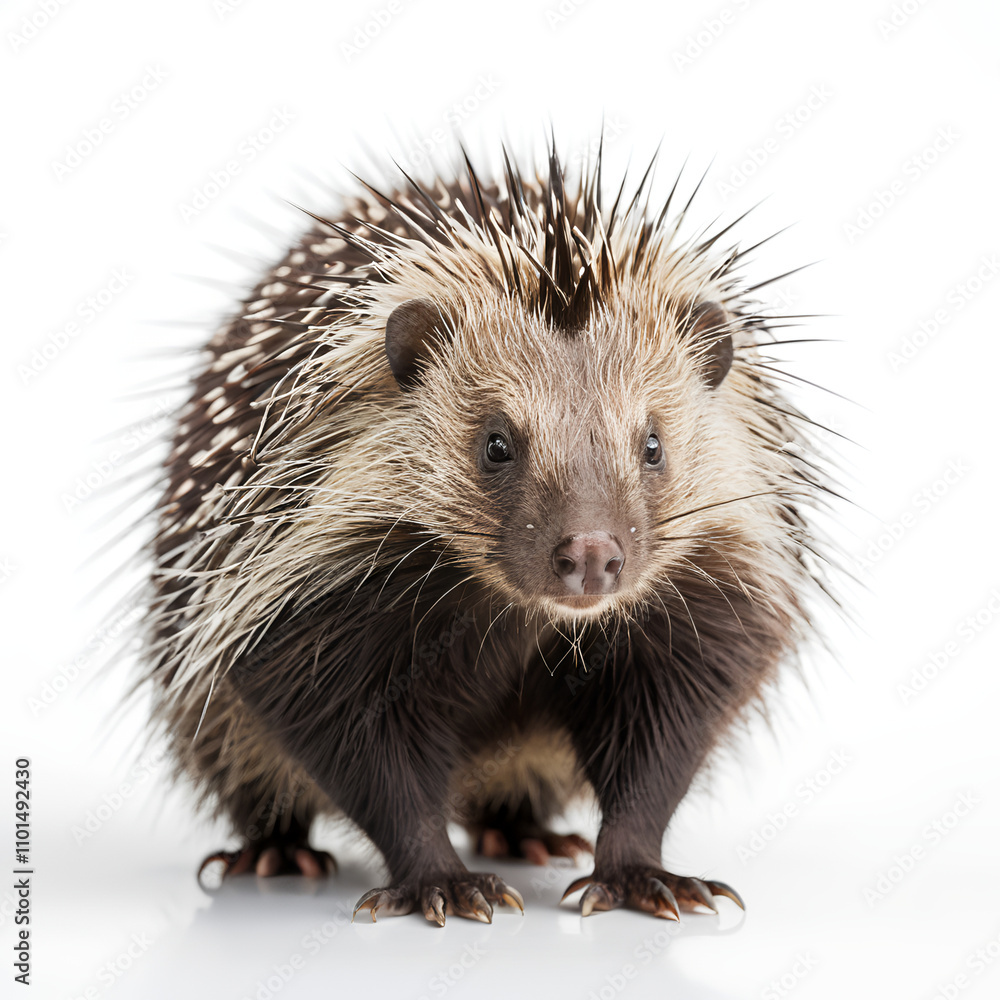 Fototapeta premium north american porcupine on white background