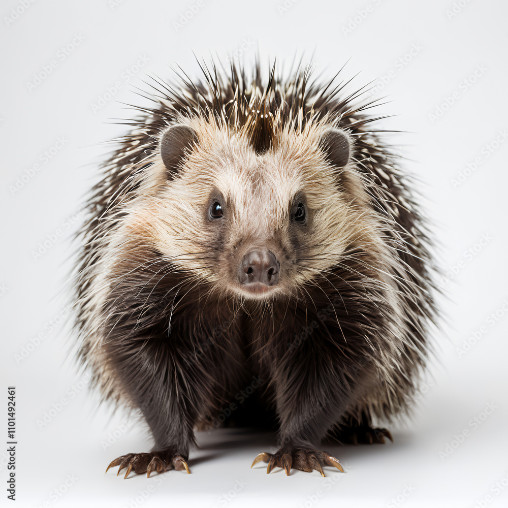 Naklejka premium north american porcupine on white background