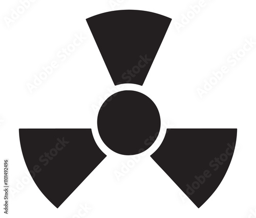 Silhouette radiation symbol on white background, nuclear power button icon