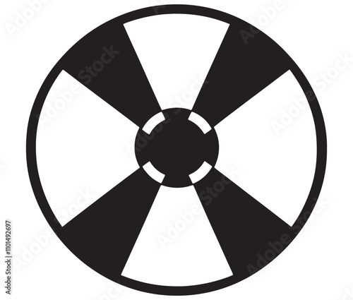 Silhouette radiation symbol on white background, nuclear power button icon