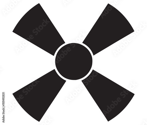 Silhouette radiation symbol on white background, nuclear power button icon