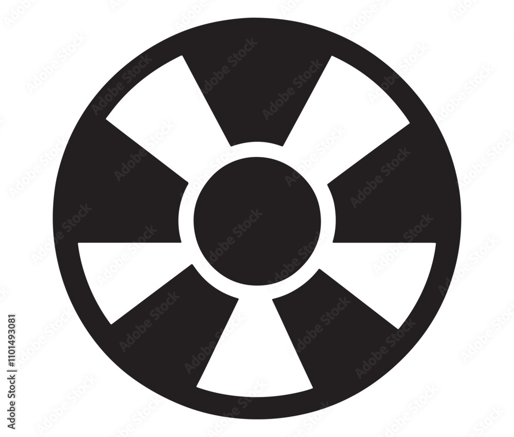 Naklejka premium Silhouette radiation symbol on white background, nuclear power button icon
