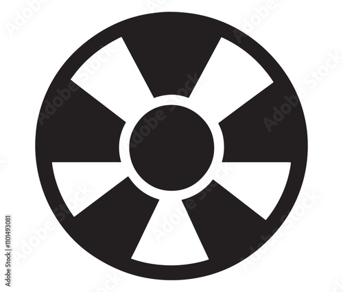 Silhouette radiation symbol on white background, nuclear power button icon