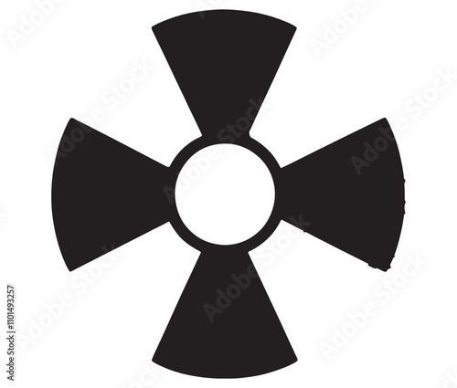 Silhouette radiation symbol on white background, nuclear power button icon