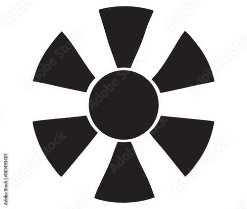 Silhouette radiation symbol on white background, nuclear power button icon