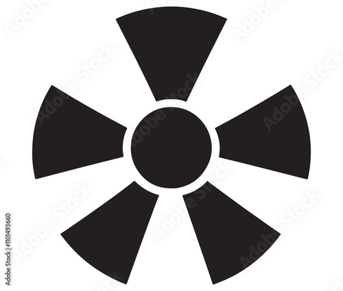 Silhouette radiation symbol on white background, nuclear power button icon