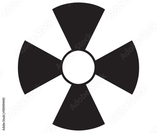 Silhouette radiation symbol on white background, nuclear power button icon