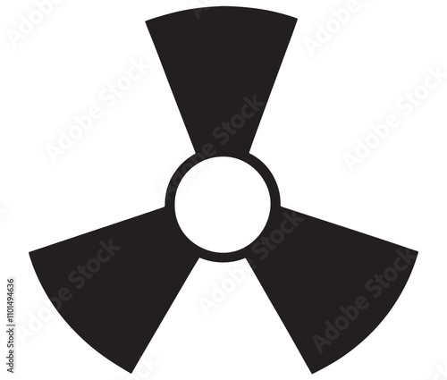 Silhouette radiation symbol on white background, nuclear power button icon
