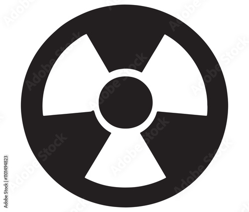 Silhouette radiation symbol on white background, nuclear power button icon