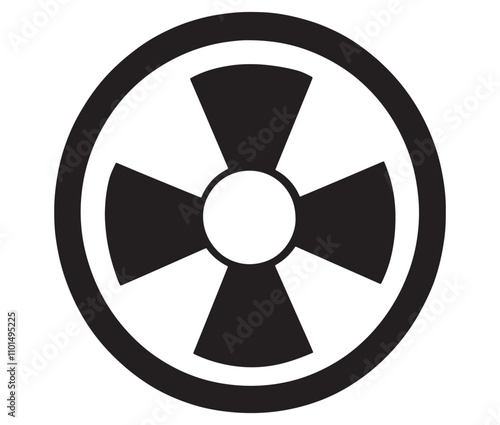 Silhouette radiation symbol on white background, nuclear power button icon