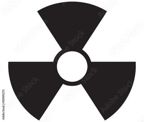 Silhouette radiation symbol on white background, nuclear power button icon