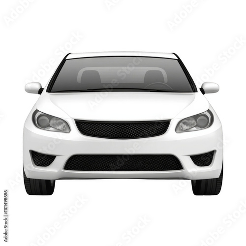 A white car with a black grill