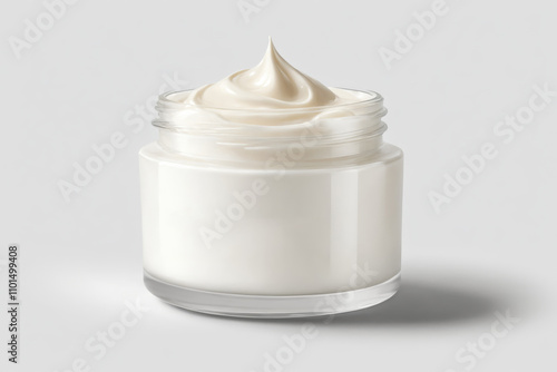 Cream jar with whipped cream texture, minimalist design, studio shot