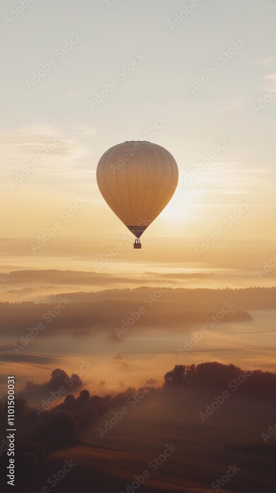 Fototapeta premium Vibrant Hot Air Balloon at Sunrise