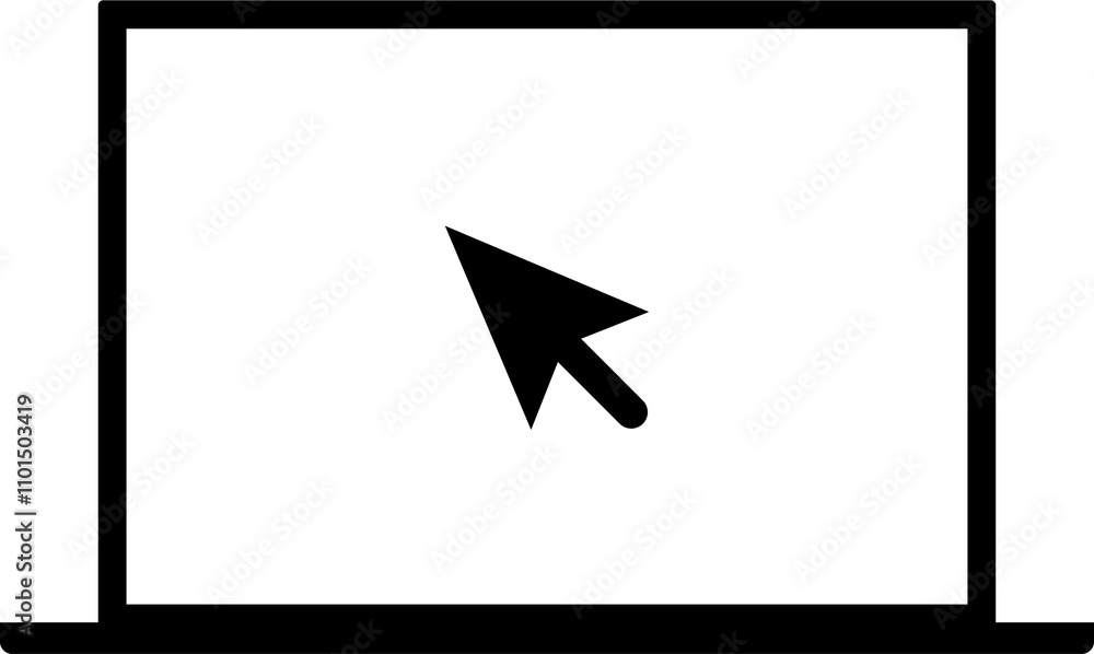 Laptop click cursor black and white icon Laptop click cursor black and white icon