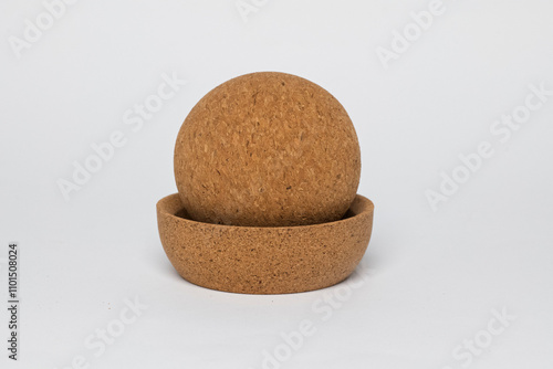 Stylishly crafted Natural Cork Set includes a Bowl and a charming Sphere for your decor