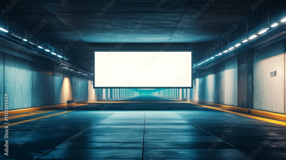 Blank Billboard in an Underground Passageway Blank Billboard in an Underground Passageway