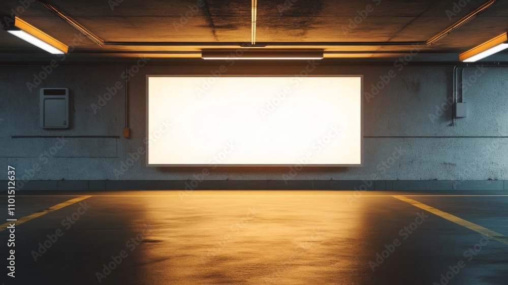 Blank Billboard in an Underground Parking Garage Blank Billboard in an Underground Parking Garage
