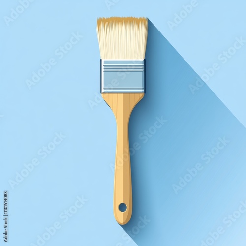 Bright and Colorful Paintbrush on a Clean Light Blue Background for Artistic and DIY Projects Representing Creativity and Craftsmanship photo