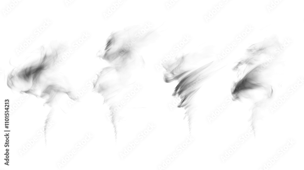Obraz premium Set of black gray tornado smoke isolated on transparent background