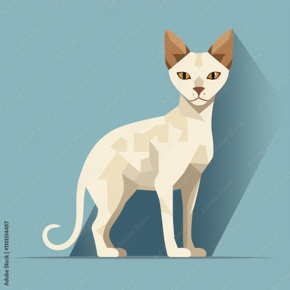 Abstract Geometric Cat Illustration with Soft Colors and Clean Lines for Modern Art and Pet Lovers' Decor Abstract Geometric Cat Illustration with Soft Colors and Clean Lines for Modern Art and Pet Lovers' Decor