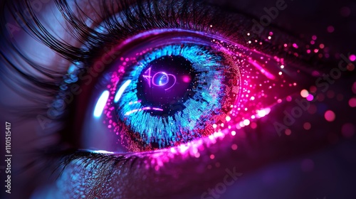 Eye with Glitch Effect and Bright Colors