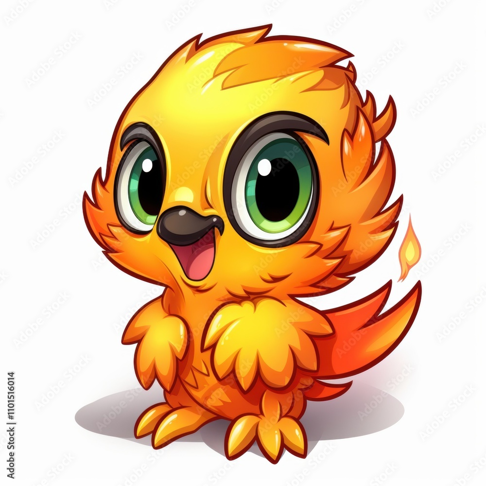 Adorable and Cheerful Cartoon Bird Character with Bright Orange Feathers and Big Green Eyes, Perfect for Fun and Playful Illustrations for Children’s Media and Art Adorable and Cheerful Cartoon Bird Character with Bright Orange Feathers and Big Green Eyes, Perfect for Fun and Playful Illustrations for Children’s Media and Art