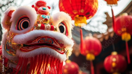 A Traditional Chinese Lion Dance Costume Close Up