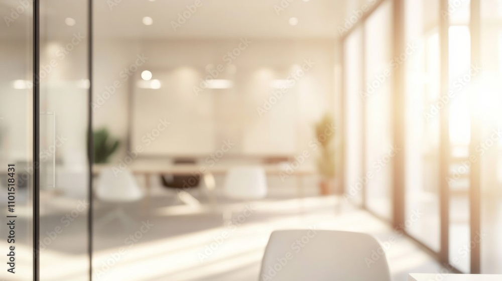 Fototapeta premium Blurred View of a Bright and Modern Office Space