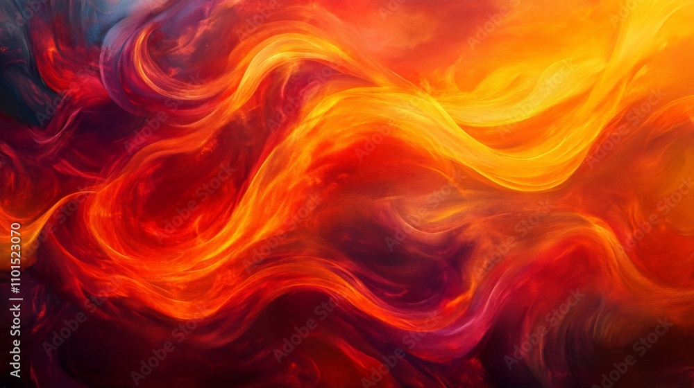 Abstract Digital Painting with Swirling Red, Orange, and Yellow Hues Abstract Digital Painting with Swirling Red, Orange, and Yellow Hues