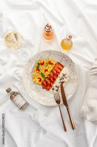 Salmon with Creamy Bulgur and Parmesan Espuma