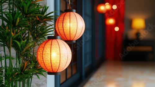 Wallpaper Mural Cozy Indoor Space with Lanterns and Greenery Creating a Warm Ambiance for Relaxation and Enjoyment Torontodigital.ca